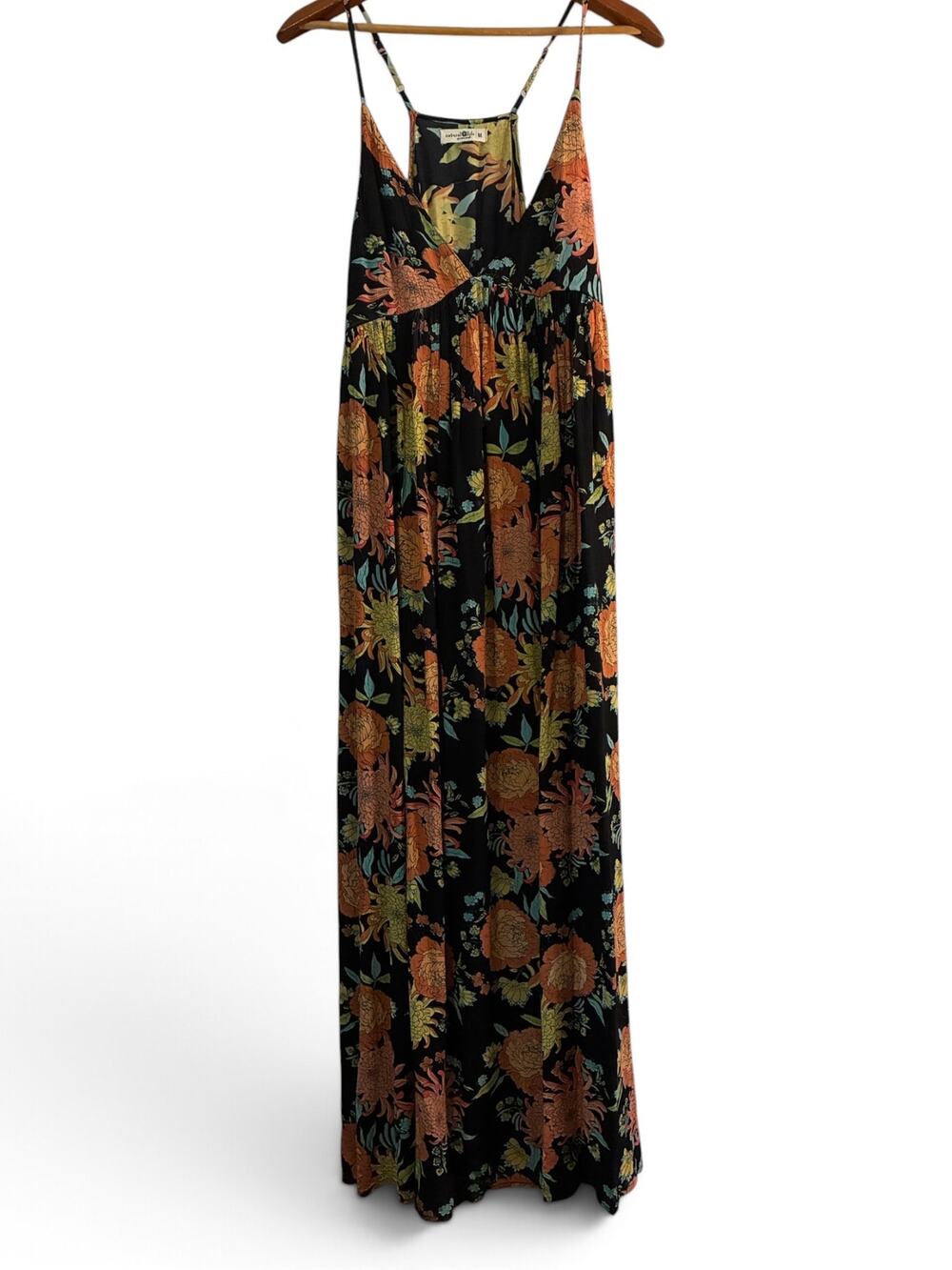 NWOT Natural Life Black Floral Rayon Maxi Dress Boho Slip Dress Size Medium